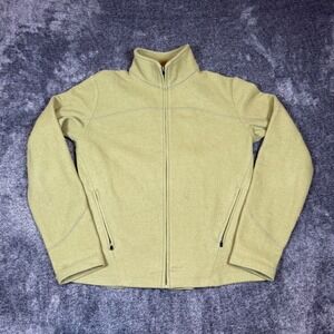 Ibex Womens Small Merino Wool Full Zip Jacket Green Mock Neck Made in USA